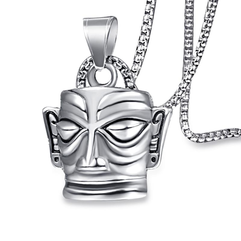 Pendant Necklaces Silver Color Sanxingdui Cultural Portrait Necklace Stainless Steel Vintage Men Jewelry
Pendant Necklaces Silver Color Sanxingdui Cultural Portrait Necklace Stainless Steel Vintage Men Jewelry