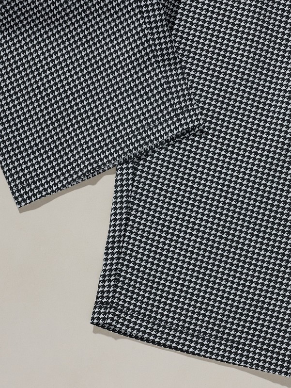 Toddler Girls Ruffle Trim Top & Houndstooth Print Pinafore Jumpsuit SHE