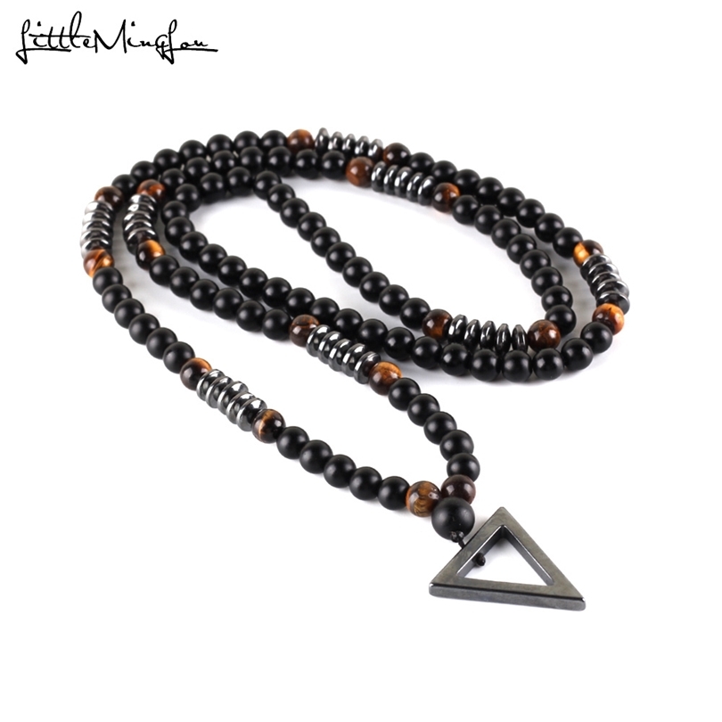 Luxury Long Necklace Tiger eye natural stone Beads Men's Black Hematite Triangle Pendants Necklace Geometry Jewelry gift 201014
Luxury Long Necklace Tiger eye natural stone Beads Men's Black Hematite Triangle Pendants Necklace Geometry Jewelry gift 201014