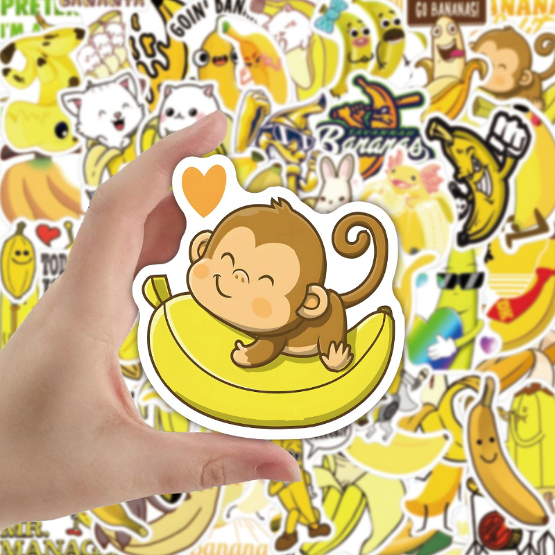 60pcs Animal Cute Banana fruit Stickers For Laptop Stationery Suitcase Ipad Graffiti Sticker Scrapbooking Material Craft Supplies