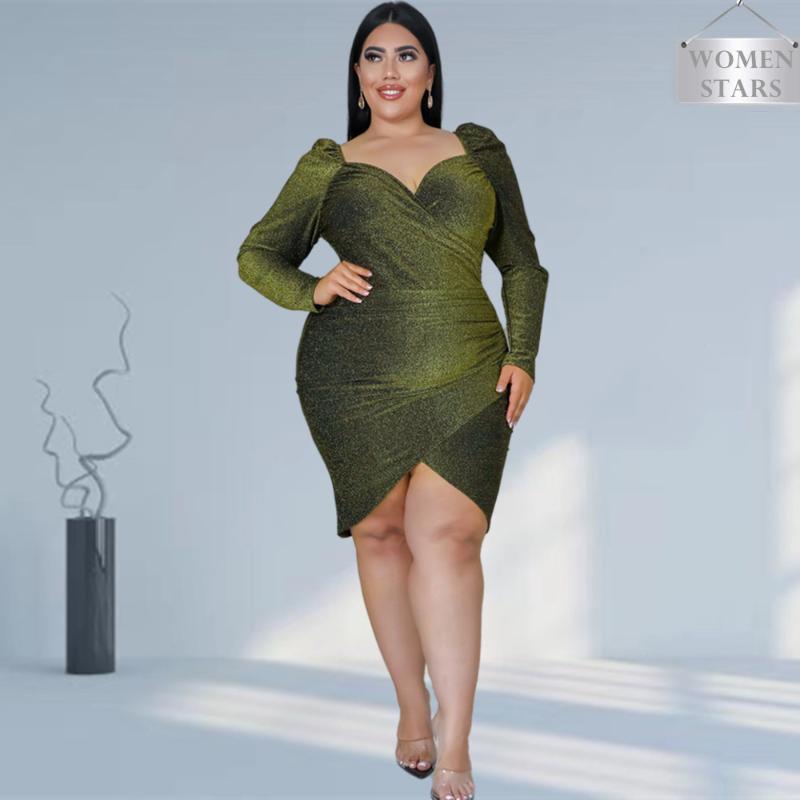 Plus Size Dresses Women Clothing Party Elegant Sexy V Neck Solid Bodycon Evening Dress Fashion Streetwear Wholesale DropPlus, Green
Plus Size Dresses Women Clothing Party Elegant Sexy V Neck Solid Bodycon Evening Dress Fashion Streetwear Wholesale DropPlus, Green