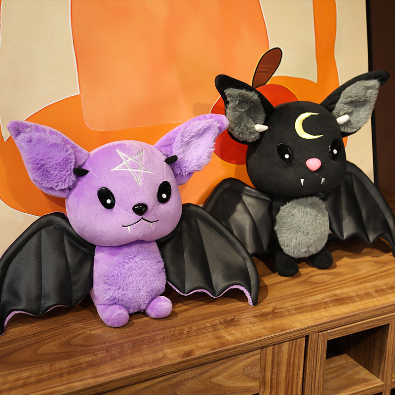Dark Series Plush Bat Toy Pentacle Moon Doll Stuffed Gothic Rock Style Bag Halloween Kids Home Decor 220409