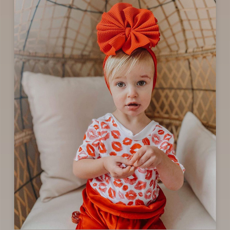 Baby Headband Waffle Fabric Bow Headband Girls Gold Stamp Lace Hair Bow Headbands Head wraps Kids Hair Accessories