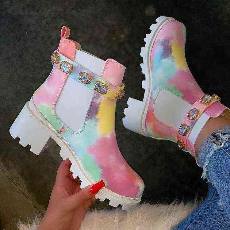 Women Boots Martin Autumn and Winter New Coarse Heel Weathered Medium Short Rhinestone Side Pull Large Women's 0709, White
Women Boots Martin Autumn and Winter New Coarse Heel Weathered Medium Short Rhinestone Side Pull Large Women's 0709, White