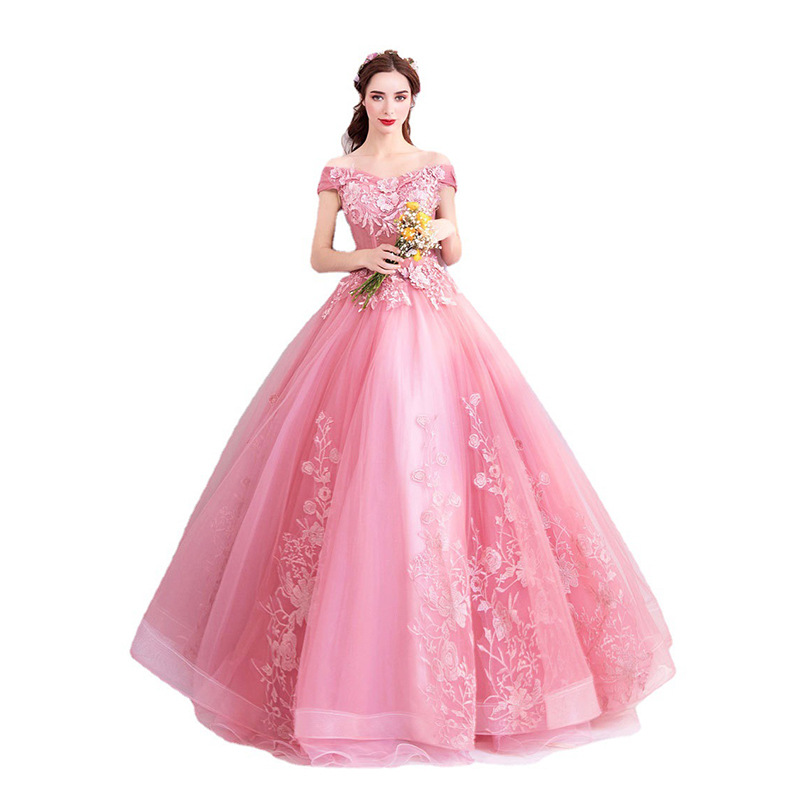 Pink Dubai Elegant Long Sleeves A-Line Wedding Dresses Sheer Crew Neck Lace Appliques Beaded Vestios De Novia Bridal Gowns With Buttons 403