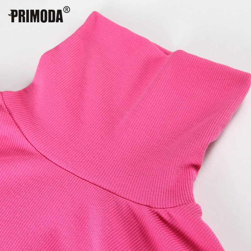 Knit Neon Orange Turtleneck Streetwear Crop Top Women Sexy Club Tops Long Sleeve Female Lime Short TShirts Fashion PR325M 220328