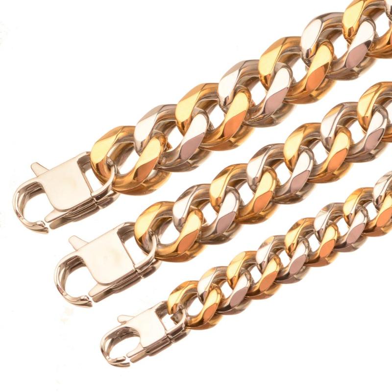 Chains 7" -40" Curb Cuban Mens Necklace Chain Silver Gold Color 316L Stainless Steel Necklaces For Men Fashion Jewelry 12/15/19mmC
Chains 7" -40" Curb Cuban Mens Necklace Chain Silver Gold Color 316L Stainless Steel Necklaces For Men Fashion Jewelry 12/15/19mmC