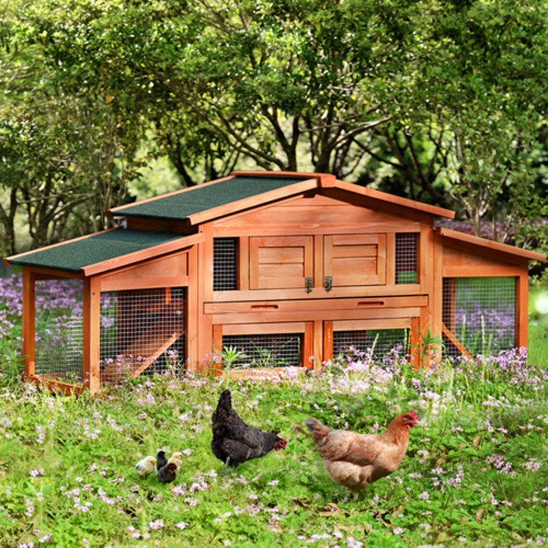 TOPMAX 70-Inch Wood Dog Houses Rabbit Hutch Outdoor Pet House Chicken Coop for Small Animals with 2 Run Play Area
TOPMAX 70-Inch Wood Dog Houses Rabbit Hutch Outdoor Pet House Chicken Coop for Small Animals with 2 Run Play Area