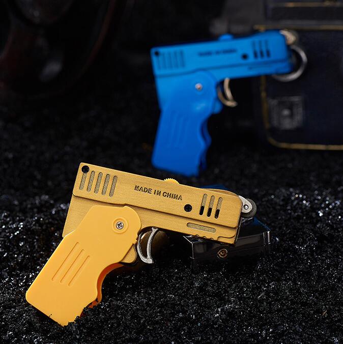 Creativity Double Fire Deformation Pistol Butane Torch Lighter Jet Windproof Cigarette Flint Grinding Wheel Lighters NO GAS 8 Colors W260202