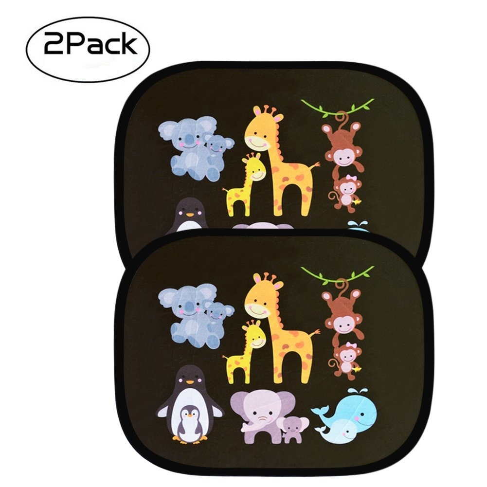 2PCS Sun Shades Cute Cartoon Foldable UV Protect Curtain Side Window Sunshade Cover For Baby Kids Universal Car Styling