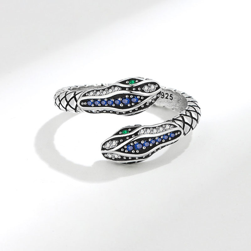 Top Quality S925 Silver Plated Austrian Crystal Snake Ring for Women Hip Hop Party Rings Lucky Jewelry Gift