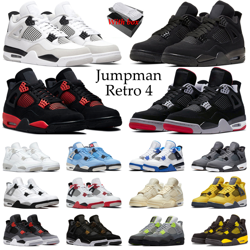 With Box 4s Basketball Shoes Retro 4 Men Women Military Black Red Thunder Black Cat Bred University Blue Cool Grey Mens Trainers Sport Sneakers, #1
With Box 4s Basketball Shoes Retro 4 Men Women Military Black Red Thunder Black Cat Bred University Blue Cool Grey Mens Trainers Sport Sneakers, #1