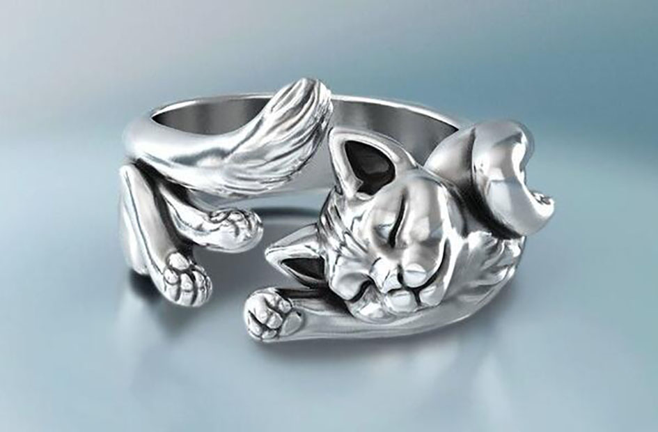 Vintage Cat Rings Women Jewelry Birthday Gift Trendy Open Size 925 Sterling Silver Ring Girl Party Accessores GC892