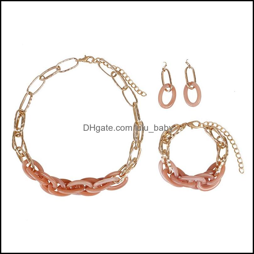 Bracelet Earrings Necklace Jewelry Sets Chains Necklaces Bracelet 3-Piece Woman Fashion Resin Punk Style Metal Cuban Short Chain Accessor, Randomly sended colors
Bracelet Earrings Necklace Jewelry Sets Chains Necklaces Bracelet 3-Piece Woman Fashion Resin Punk Style Metal Cuban Short Chain Accessor, Randomly sended colors