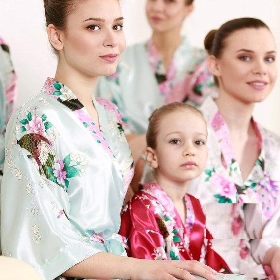 Elegant wedding Floral kiminos Bride Bridesmaid birthday satin silk pajamas robes flower girl Dressing Gowns party favors 220621