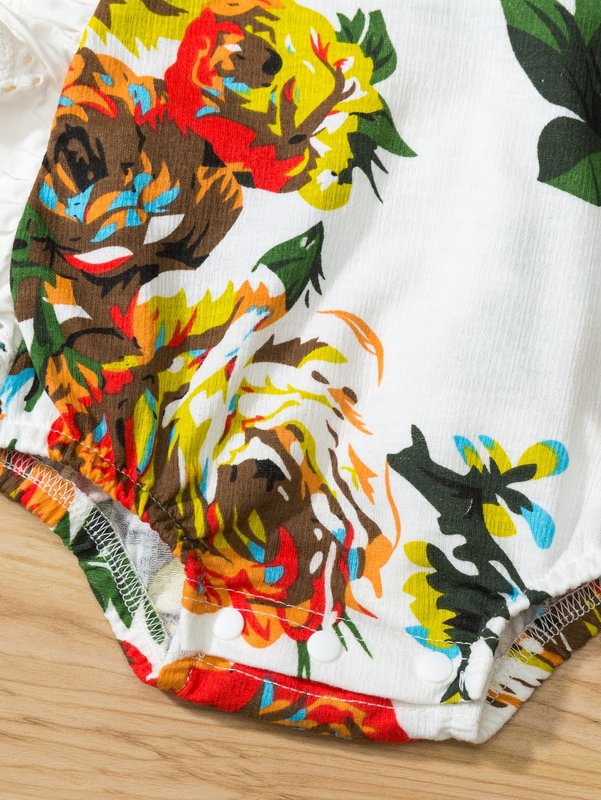 Baby girl flower Ruffle cross Jumpsuit SHE