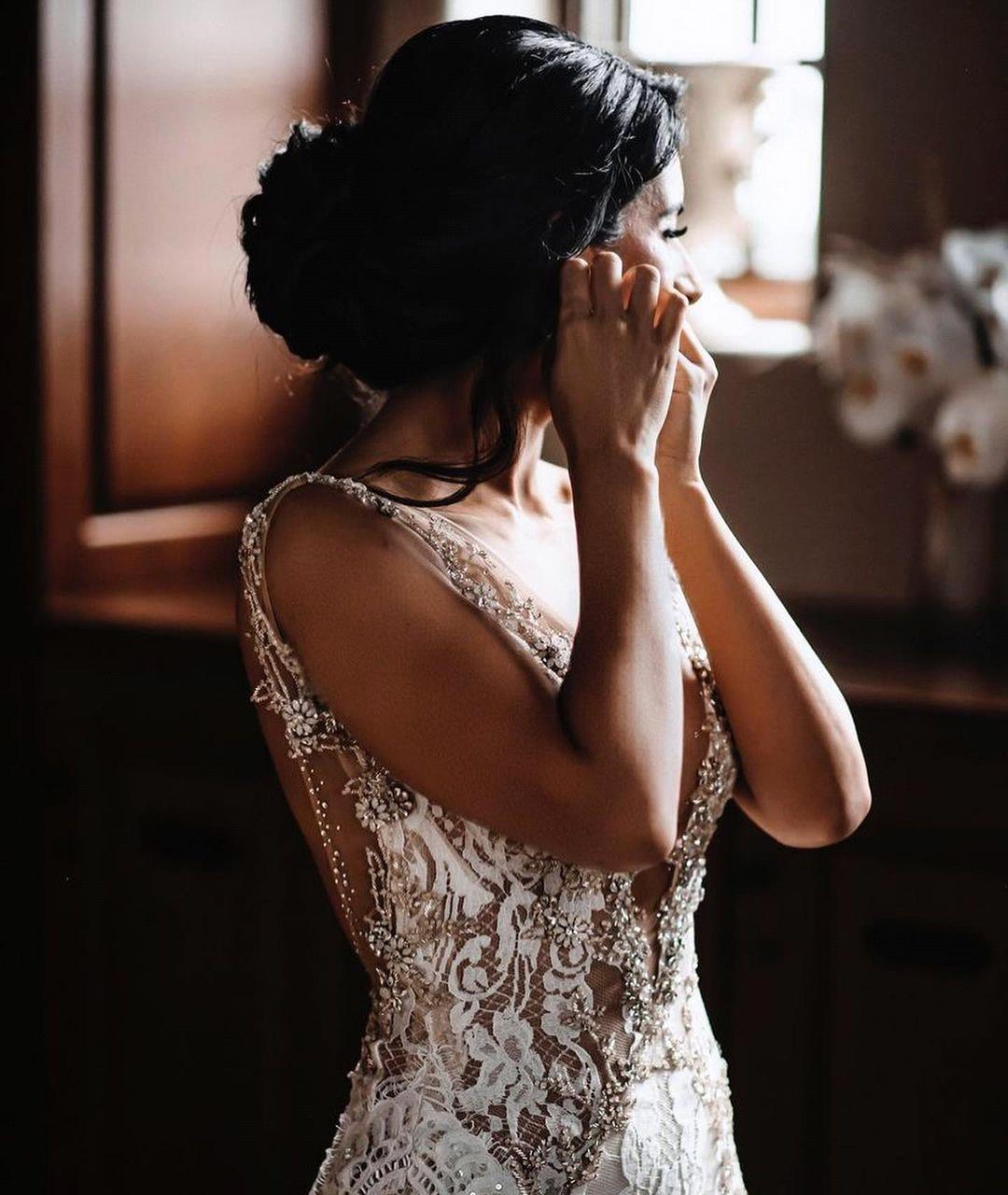 Lace Mermaid Dresses V Neck Open Back Illusion Beaded Sweep Train Beach Boho Wedding Bridal Gowns BC12888