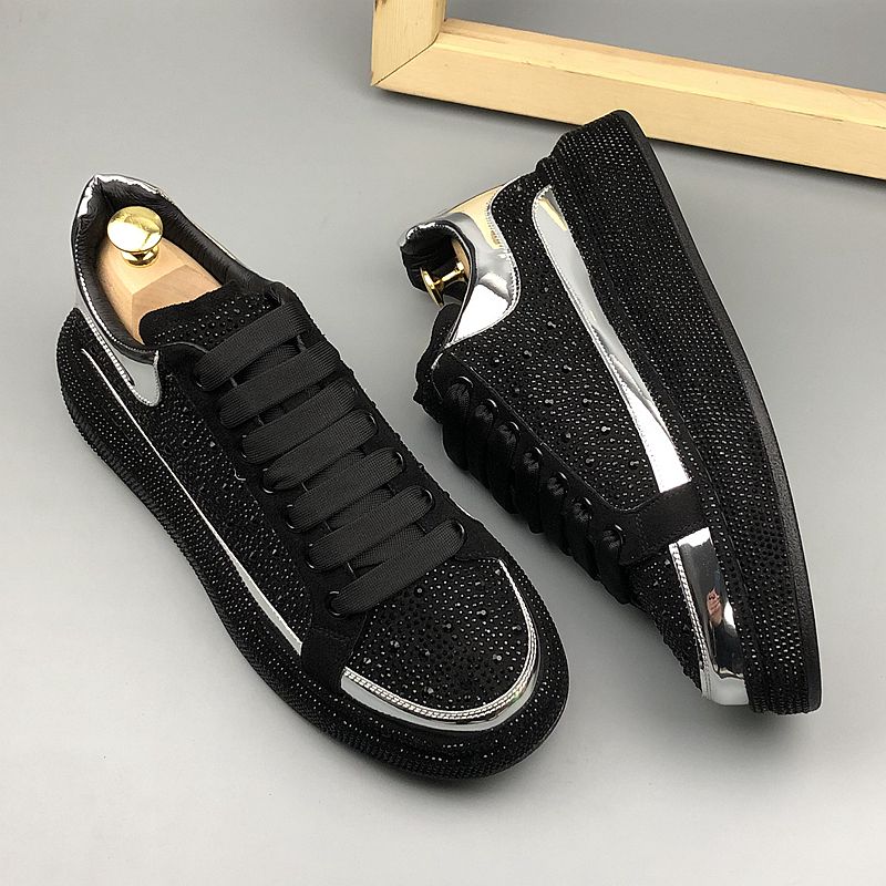 Sponge shoes men's new versatile sportswear lace-up platform shoes fashion personality rhinestones A97, Black
Sponge shoes men's new versatile sportswear lace-up platform shoes fashion personality rhinestones A97, Black