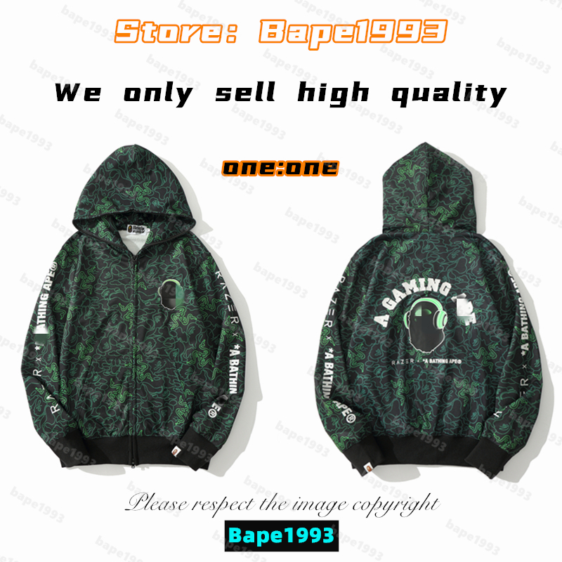High quality Apes Mens Hoodies & Sweatshirt Japan shark B ape head Galaxy spots luminous camo Male and female couples with the same model 100% cotton New hoodie 1993 KS3-6, 1 button