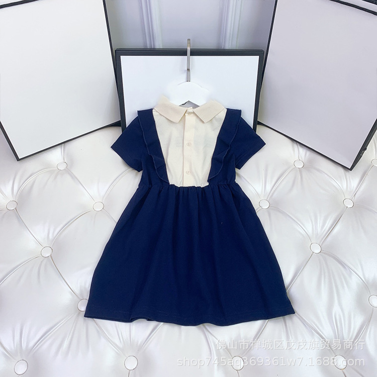 Girls College spring summer dress doll collar color blocking waist Korean princess skirt short sleeve skirt, Navy blue
Girls College spring summer dress doll collar color blocking waist Korean princess skirt short sleeve skirt, Navy blue