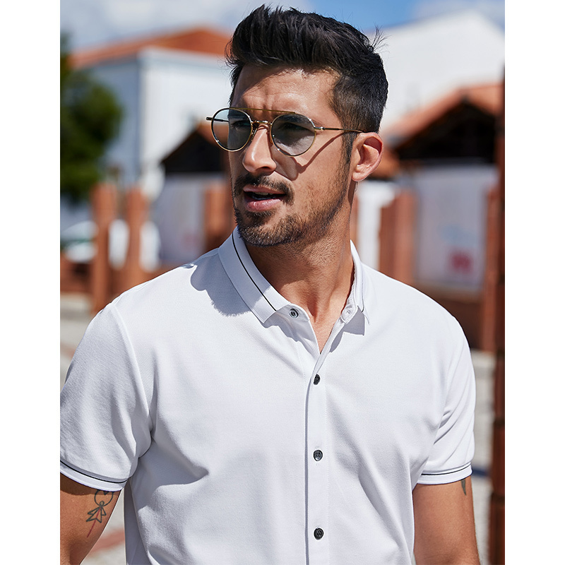 KUEGOU cotton cardigan polo shirt summer Men's poloshirt fashion extension men polo shirts short sleeves top plus size ZT-3391 220408