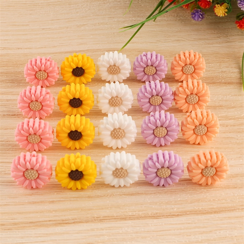 Kovict 50/100/200Pcs 20mm Silicone Bead BPA Free Baby Teething Beads Flower Shape Baby Teethers For Baby Teething Necklace Makin 220507
