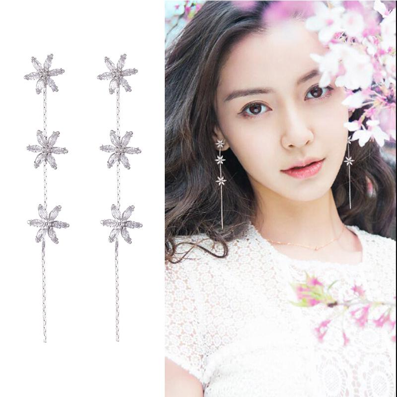 Dangle & Chandelier Silver Color Crystal Flower Earrings Fashion Cubic Zirconia Tassel Long For Women Bridal Wedding Party AccessoriesDangle
Dangle & Chandelier Silver Color Crystal Flower Earrings Fashion Cubic Zirconia Tassel Long For Women Bridal Wedding Party AccessoriesDangle