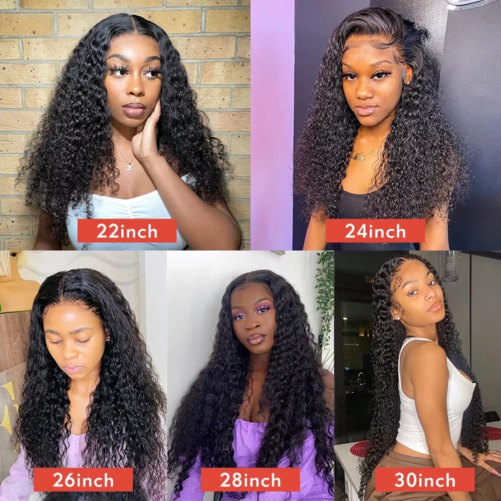 36 Inch Long Loose Deep Wave Brazilian Human Hair Wigs Transparent Synthetic Curly Lace Front Wig For Women