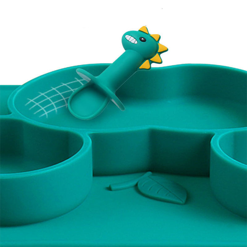 Baby Silicone Plate Set Kids Bowl Plates Children s Tableware Dinosaur Cartoon Dishes Spoon Fork Food Grade Dishes 220708
