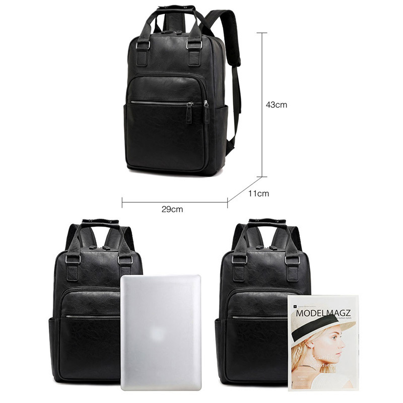 Mens Backpacks Pu Leather Business Man Bag Laptop Backpack Big capacity Computer Backpackbriefcase 220329