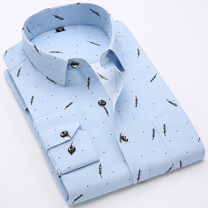 Long Sleeve Men's Plaid Casual Shirts Regular Fit Blue Gray Checked Thin Summer Light Weight Social Work Business Dress Shirt 220322