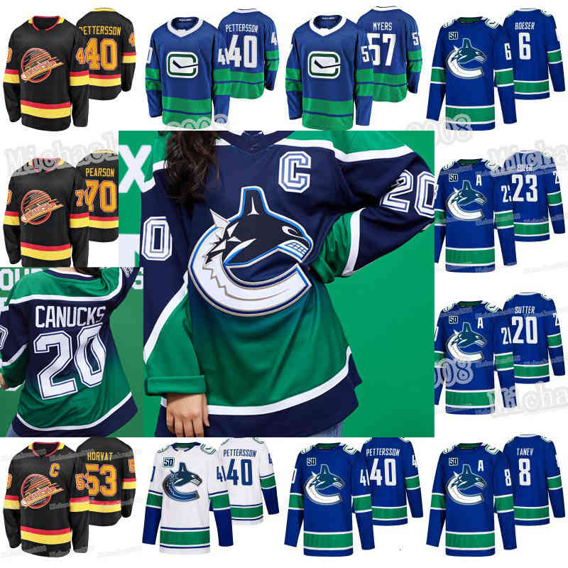 Vancouver Canucks 2021 Reverse Retro Jerseys Elias Pettersson Braden Holtby Bo Horvat Brock Boeser Quinn Hughes Tanner Pearson Virtanen