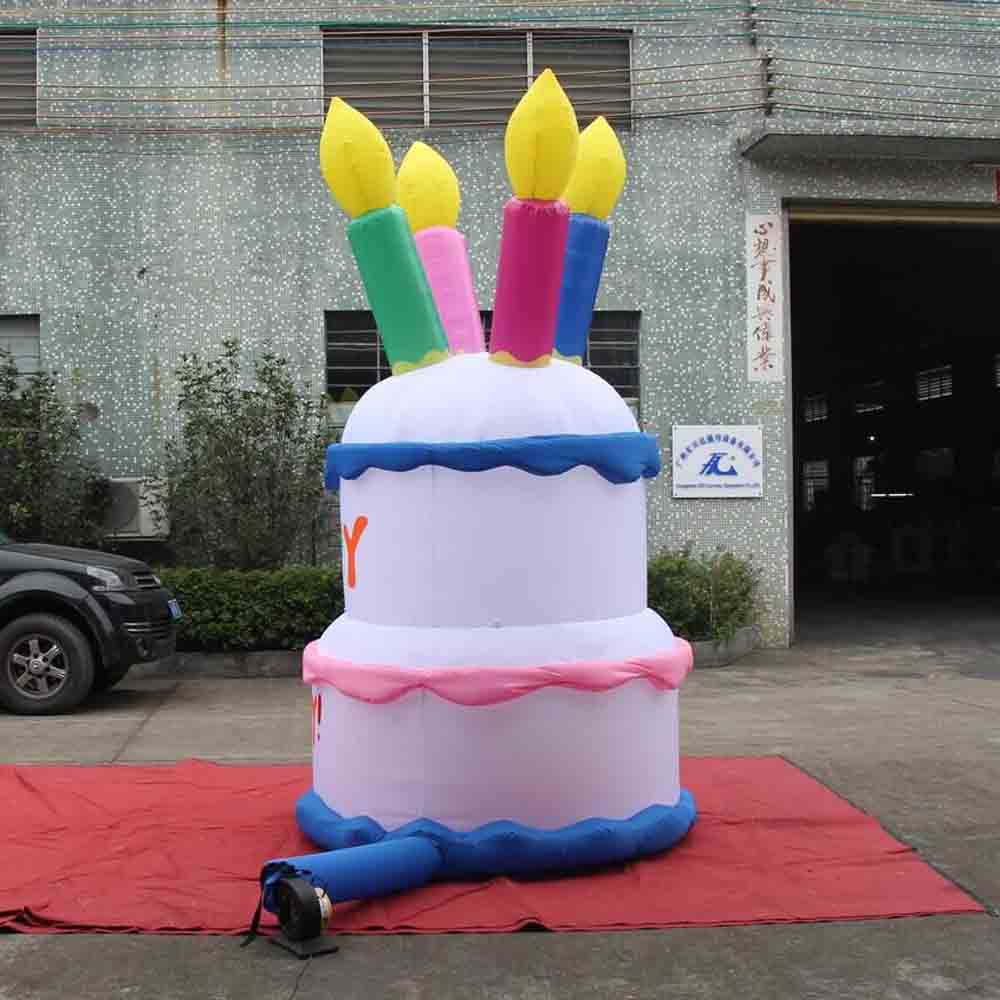 giant inflatable happy birthday cake model for party decoration outdoor event with 3 Meters tall oxford or pvc material