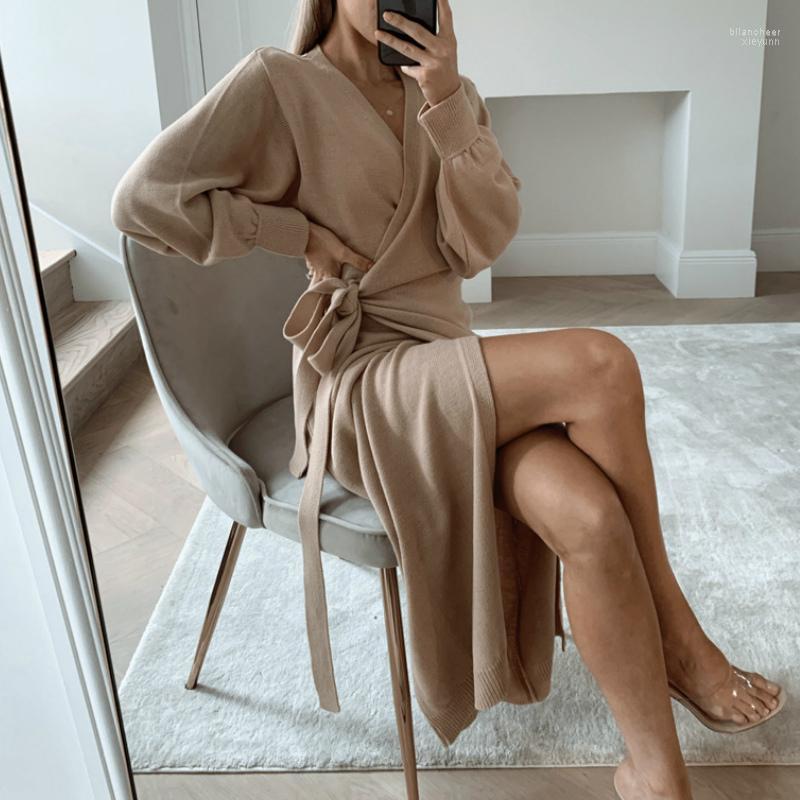 Lady Casual Fashion Sweater Dress Belts Bandage Cardigan Long Tops Loose V Neck Long-sleeve Party Dresses Women Autumn Clothes, Apricot
Lady Casual Fashion Sweater Dress Belts Bandage Cardigan Long Tops Loose V Neck Long-sleeve Party Dresses Women Autumn Clothes, Apricot