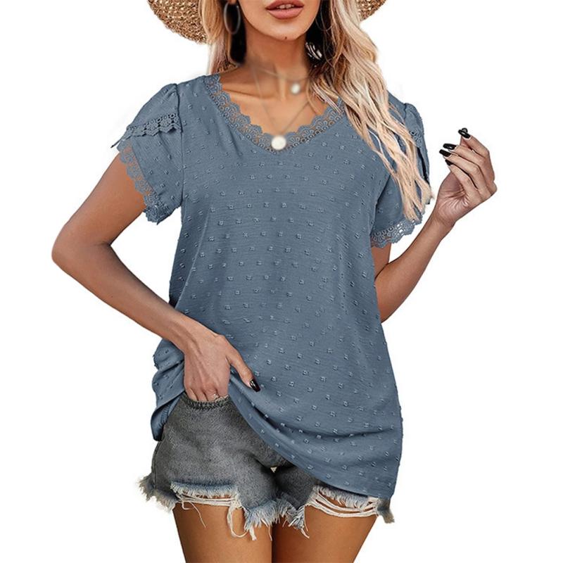 Women' Blouses & Shirts Women' Summer Lace Chiffon Blouse Short Sleeved V-neck Small Fireball Loose Casual Clothing TopsWomen, Qg
Women' Blouses & Shirts Women' Summer Lace Chiffon Blouse Short Sleeved V-neck Small Fireball Loose Casual Clothing TopsWomen, Qg