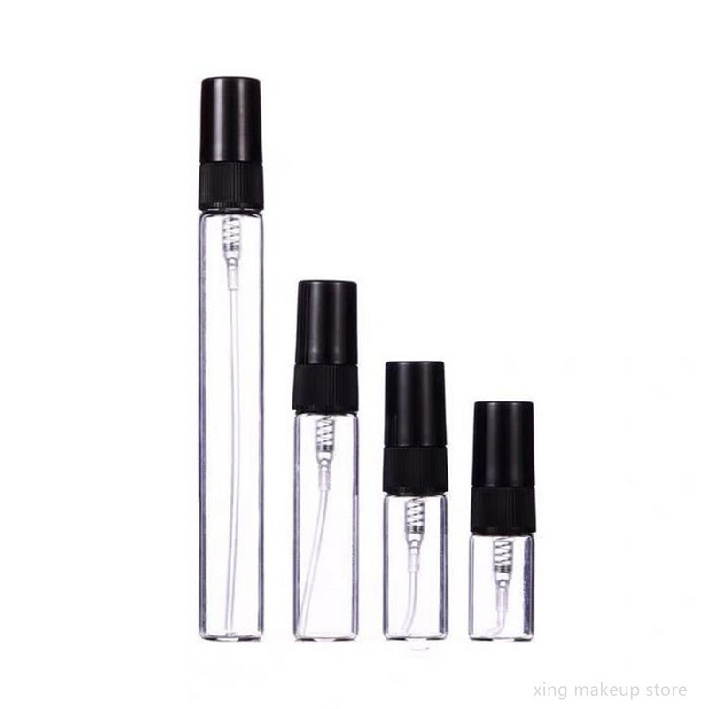 50/100PCS 2ML 5ML 10ML Black Clear Portable Mini Perfume Glass Bottle Empty Cosmetics Bottle Sample Thin Glass Vials Wholesale 2 220711