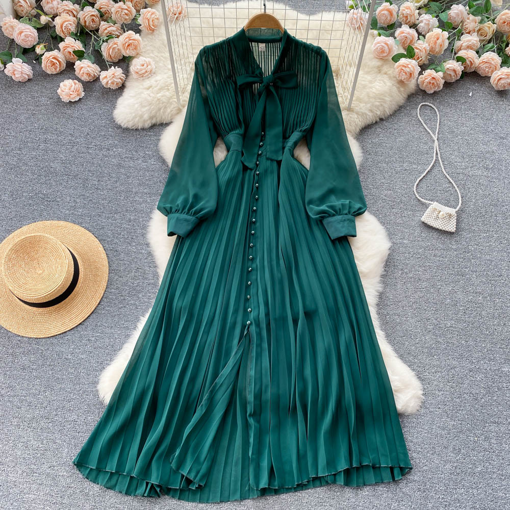 Pleated Bow Women Split Dress 2022 Solid Summer Temperament Single Breasted Ladies A Line Slim Ruffled Dresses, Same as picture
Pleated Bow Women Split Dress 2022 Solid Summer Temperament Single Breasted Ladies A Line Slim Ruffled Dresses, Same as picture