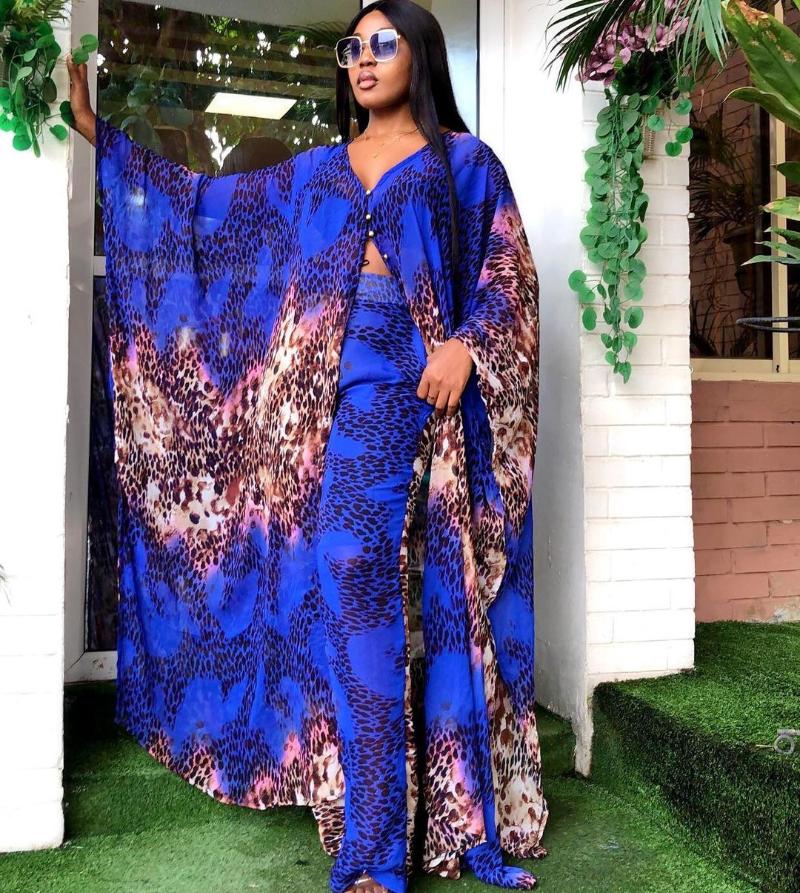 Ethnic Clothing Ethnic Clothing Style African Womens Dashiki Abaya Fashion Chiffon Fabrics Print Long Dress Free Size Trousers Two Piece SetEthnic