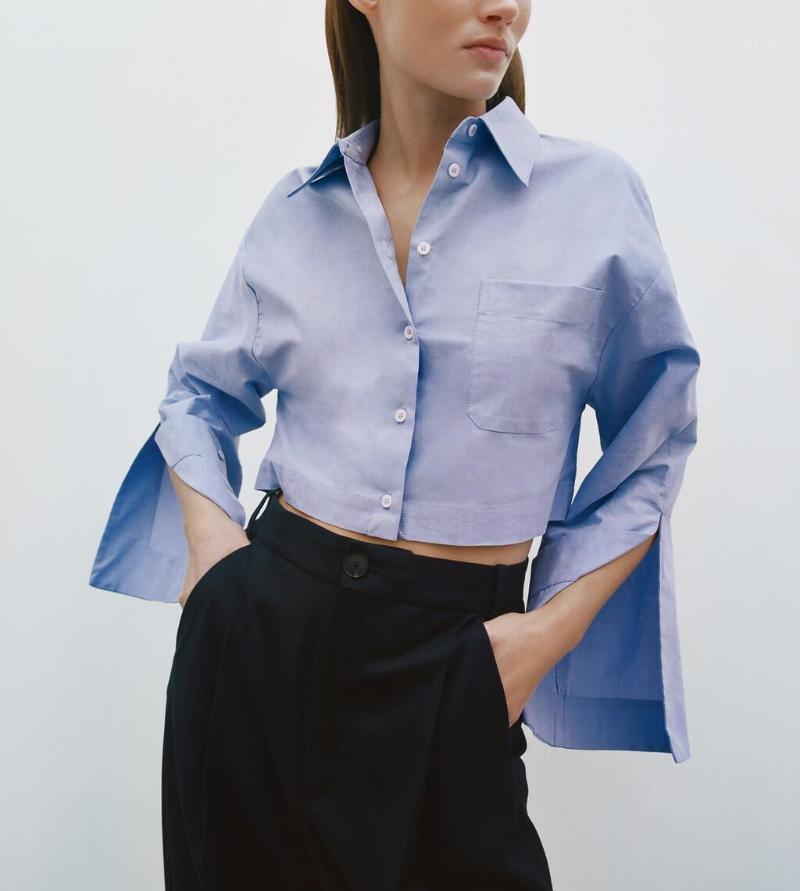 Women's Blouses & Shirts Women Tops 2022 Spring Summer Split Long Sleeves Button Up Shirt Korean Fashion High Street Pockets Blue Casual Sho
Women's Blouses & Shirts Women Tops 2022 Spring Summer Split Long Sleeves Button Up Shirt Korean Fashion High Street Pockets Blue Casual Sho