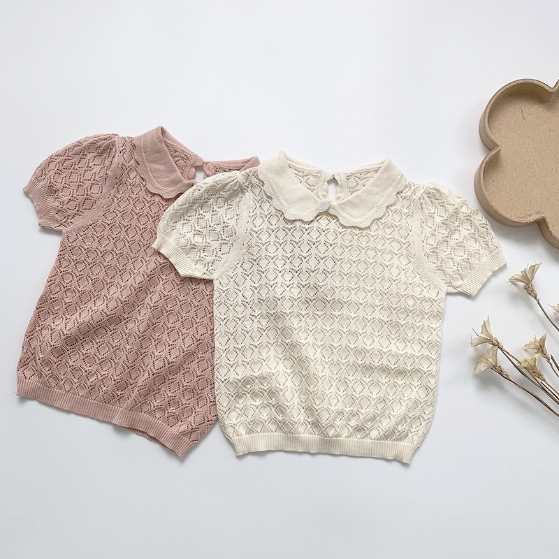 Fashion Baby Girl Knitted Tshirt Short Sleeve 100% Cotton Summer Infant Toddler Child Hollow Sweater Top Baby Clothes 03Y 220614
Fashion Baby Girl Knitted Tshirt Short Sleeve 100% Cotton Summer Infant Toddler Child Hollow Sweater Top Baby Clothes 03Y 220614