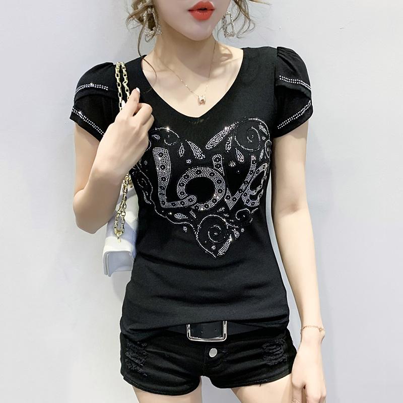 Women' T-Shirt #6258 Black Blue Sexy Spliced Lace Backless Short Sleeve T Shirt Women V Neck Womens Tee Shirts Diamonds Summer
Women' T-Shirt #6258 Black Blue Sexy Spliced Lace Backless Short Sleeve T Shirt Women V Neck Womens Tee Shirts Diamonds Summer