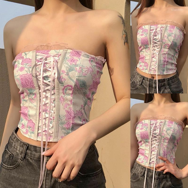 Women's Tanks & Camis Women Summer Sexy Strapless Corset Crop Top Vintage Pink Floral Print Slim Bandeau Camisole Criss Cross Lace-Up Front
Women's Tanks & Camis Women Summer Sexy Strapless Corset Crop Top Vintage Pink Floral Print Slim Bandeau Camisole Criss Cross Lace-Up Front