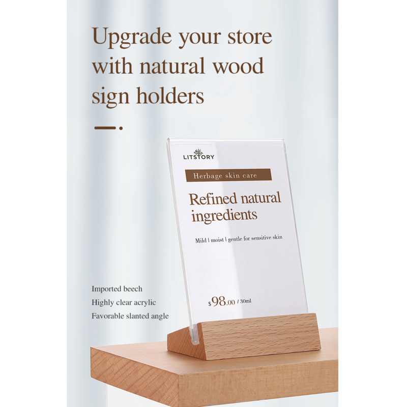 A5 Wooden Base Stand L-shaped Display Frame Photo Frame Desktop