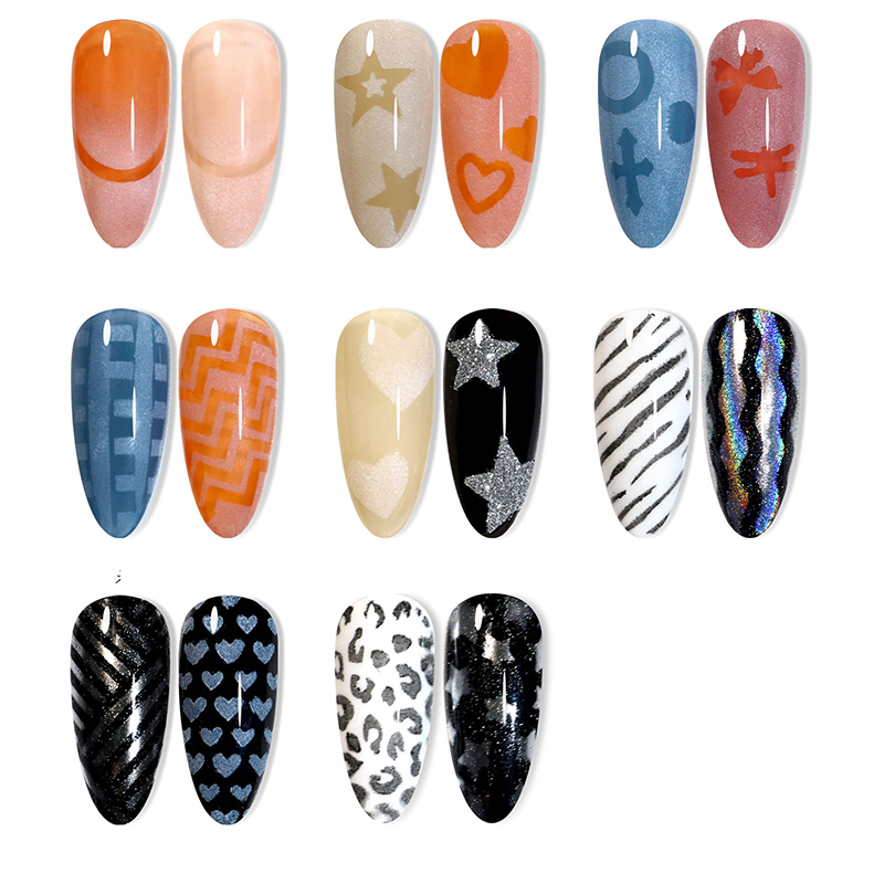 Nail Art Long Strip Hollow Spray Painting Decals Template Love Stars Butterfly DIY Hand-Painted Nail Stickers