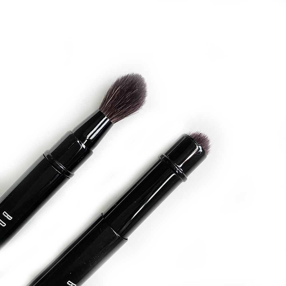 BB Retractable Dual-ended Eyeshadow Makeup Brush Eye Blender + Eye Shadow Cosmetic Brush Beauty Tool - Easy Glide Metallic Handle