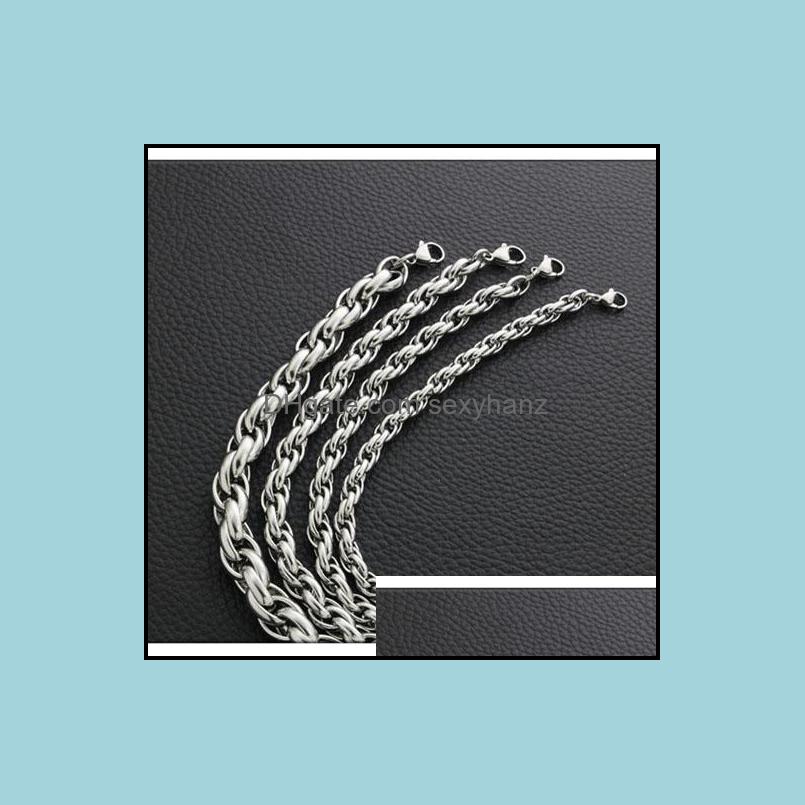 Chains Necklaces Pendants Jewelry 9Mm Sier Chain For Men Twist Titanium Steel Rope Necklace 20 - 32Inch Wholesale Drop Delivery 2021 Wpiqh
Chains Necklaces Pendants Jewelry 9Mm Sier Chain For Men Twist Titanium Steel Rope Necklace 20 - 32Inch Wholesale Drop Delivery 2021 Wpiqh
