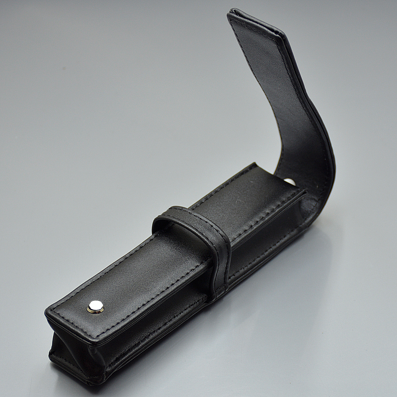wholesale high quality Black Leather Pen Bag office stationery Fashion pencil case for single pen