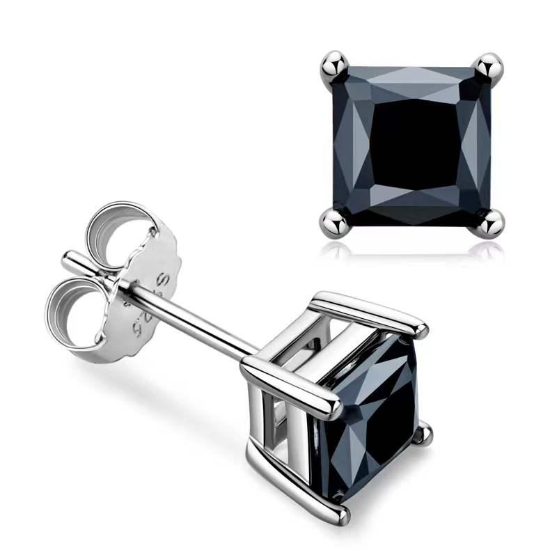 Stud Trendy 925 Sterling Silver 1ct Black Color Princess Square Moissanite Earrings Plated White Gold For Women MenStud
Stud Trendy 925 Sterling Silver 1ct Black Color Princess Square Moissanite Earrings Plated White Gold For Women MenStud