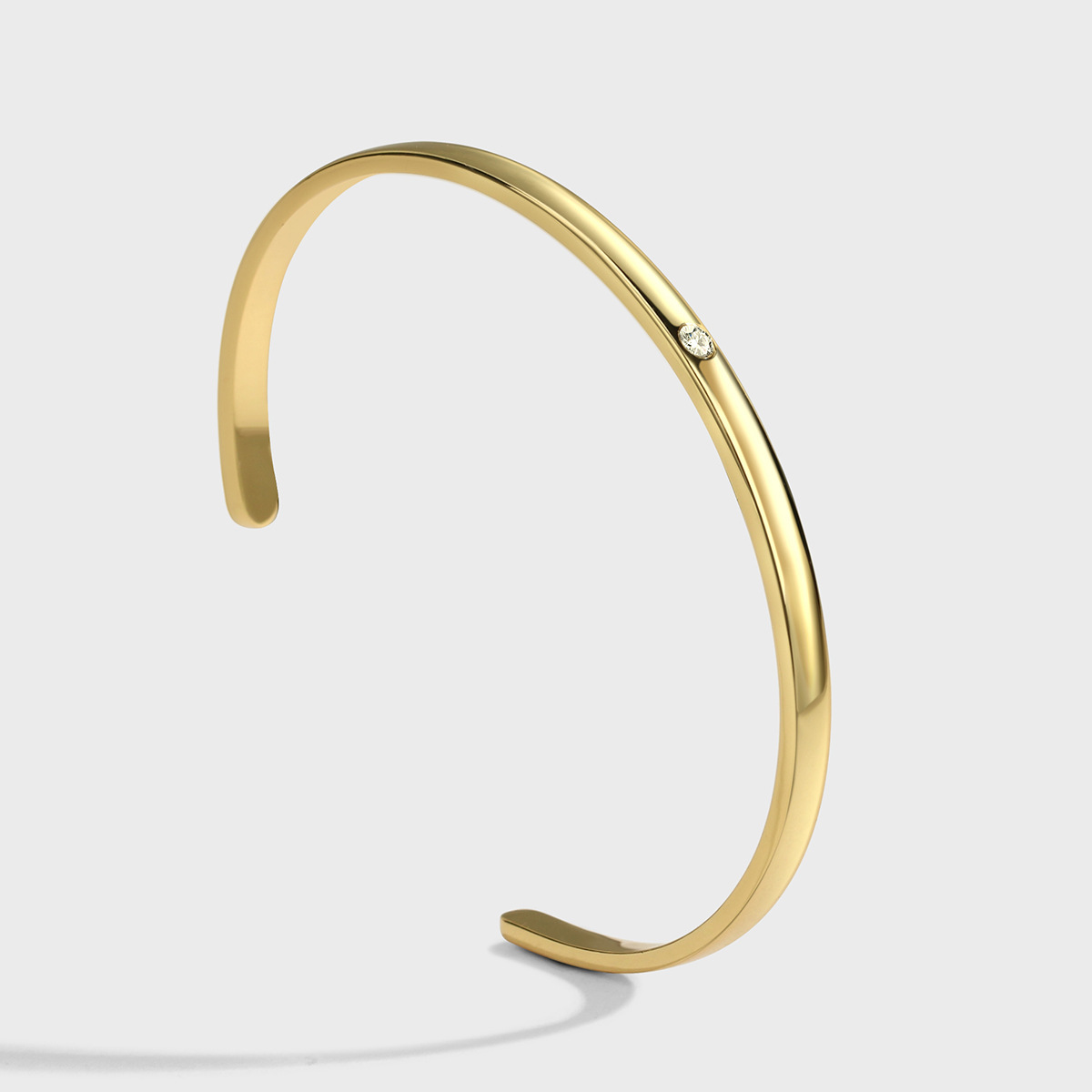 Neat Gold Single Drill Open Ring Bracelet Women's Accessories