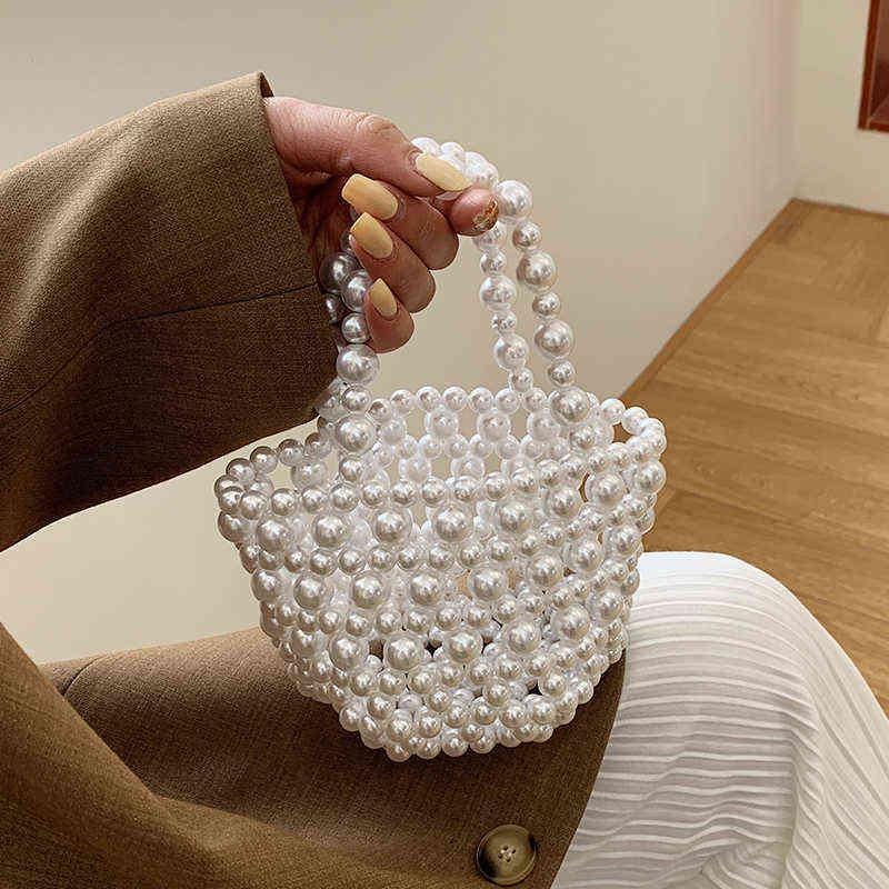 Evening Bags Acrylic Crystal Beaded Shoulder Women New Handmade Fashion Beads Small Clutch Handbag Girls Transparent Beach Bag Holiday 220513